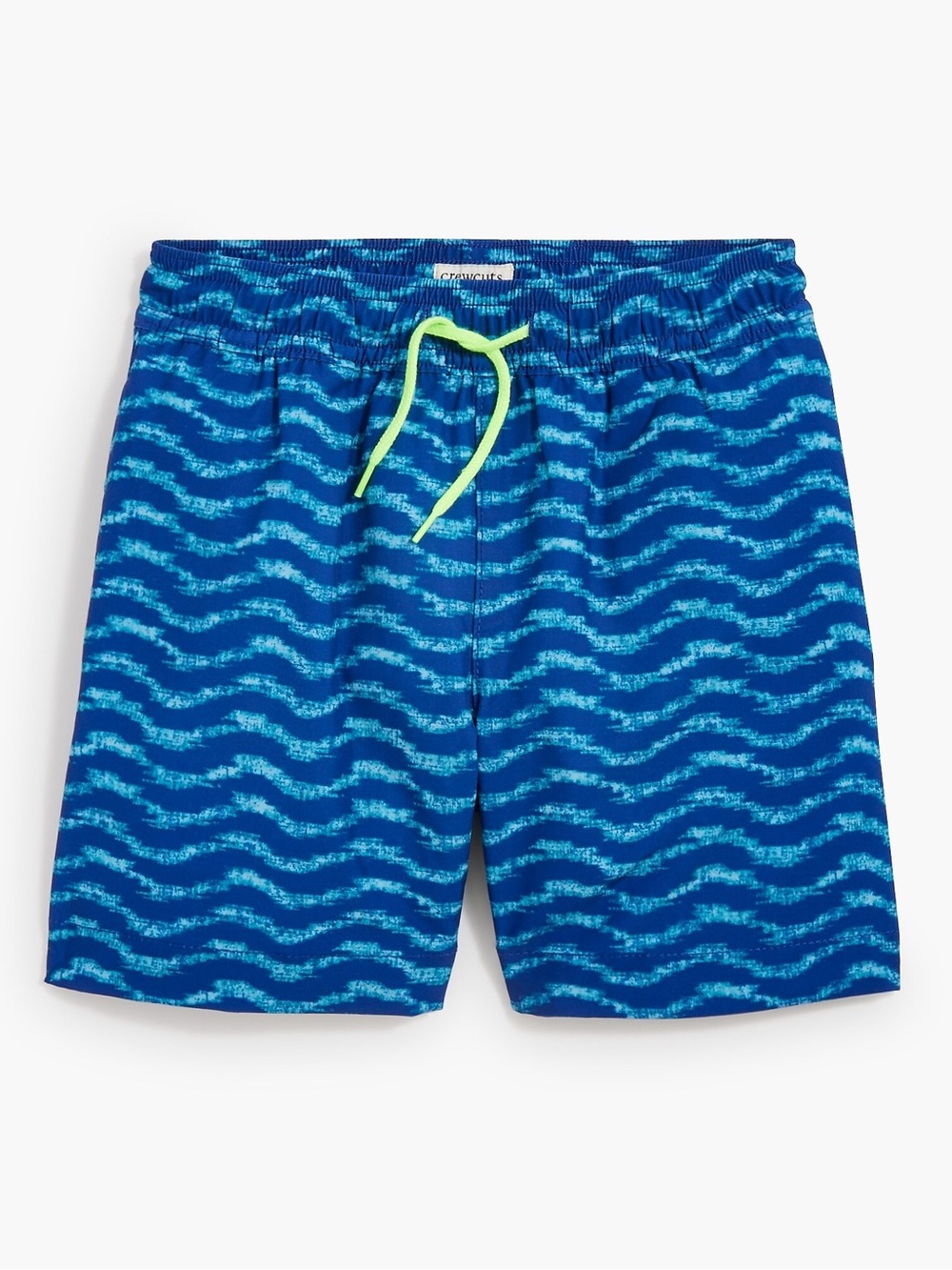 J. Crew Navy and Aqua Wave-Pattern Swim Shorts